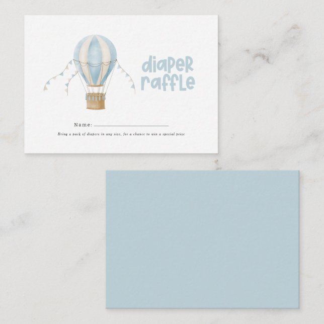 Tarjeta Pequeña Balón de aire caliente azul ducha de bebé dique ri (Anverso / Reverso)