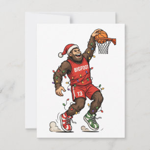Tarjeta Pequeña Baloncesto de Bigfoot Sasquatch Navidad 2026 Holid