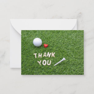 Tarjeta Pequeña Baloncesto de golf con Gracias por amor y tee en v