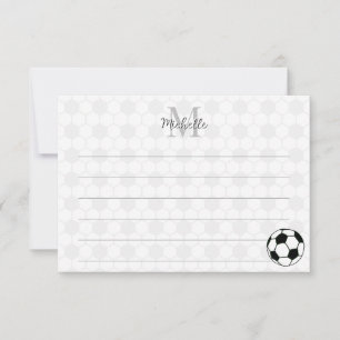 Tarjeta Pequeña Balones de Fútbol Negro y Blanco Monograma Persona