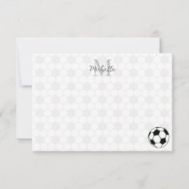 Tarjeta Pequeña Balones de Fútbol Personalizados Monograma Negro y