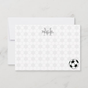 Tarjeta Pequeña Balones de Fútbol Personalizados Monograma Negro y