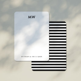 Tarjeta Pequeña Banda geométrica moderna Monogramada inicial y nom