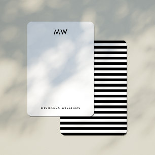 Tarjeta Pequeña Banda geométrica moderna Monogramada inicial y nom
