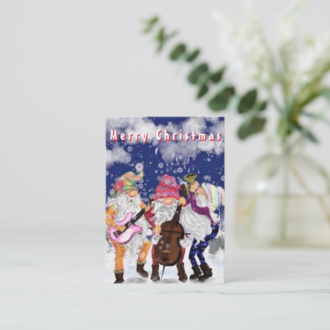 Tarjeta Pequeña Banda musical Gnomes Happy Card (Anverso de pie)