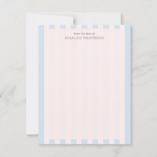 Tarjeta Pequeña Bandas Azules Pastel Elegante Monograma