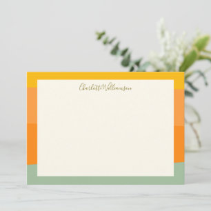 Tarjeta Pequeña Bandas de bloques de color Naranja Sage Green Pers