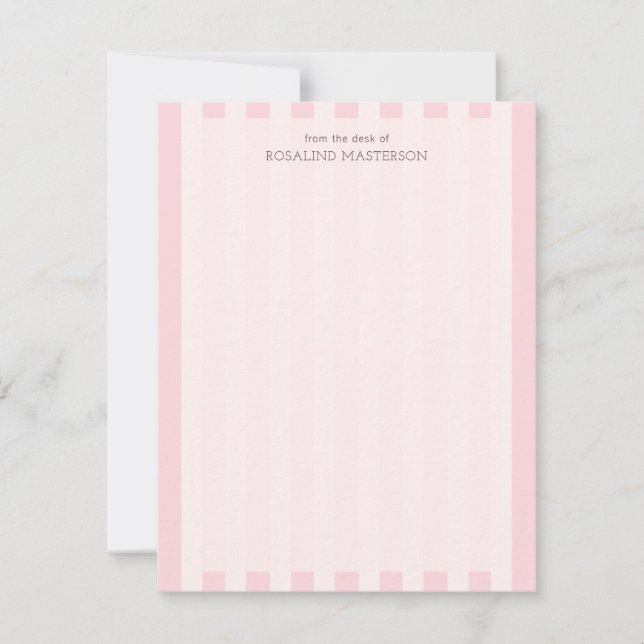 Tarjeta Pequeña Bandas rosadas Pastel Elegante Monograma (Anverso)