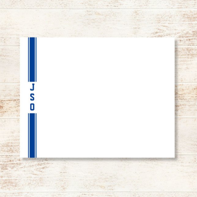 Tarjeta Pequeña Bandas verticales esporádicas Monograma Blanco Azu (Subido por el creador)