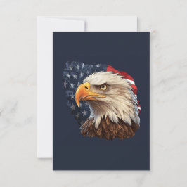 Tarjeta Pequeña Bandera americana águila calva
