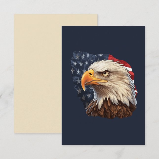 Tarjeta Pequeña Bandera americana águila calva (Anverso / Reverso)