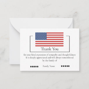 Tarjeta Pequeña Bandera Americana En Después Del Funeral Gracias C