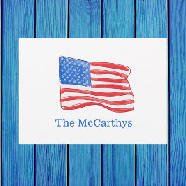 Tarjeta Pequeña Bandera Americana Personalizada con Estilo Preppy