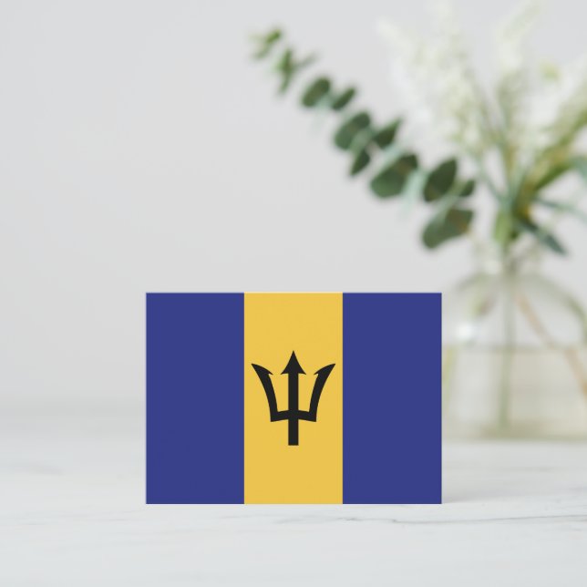 Tarjeta Pequeña Bandera de Barbados (Anverso de pie)