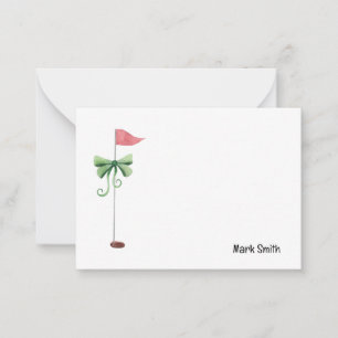 Tarjeta Pequeña Bandera de golf con nombre de cinta roja