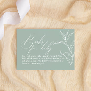 Tarjeta Pequeña Baño de bebé de libros verdes florales atemporales