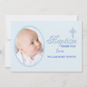 Tarjeta Pequeña Baptism Word Blue Photo Gracias Notecard