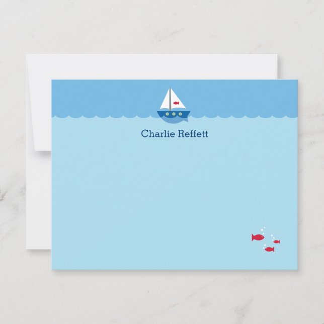 Tarjeta Pequeña Barco de vela lindo de niños (Anverso)