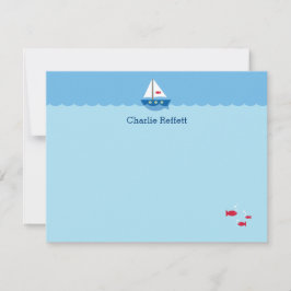 Tarjeta Pequeña Barco de vela lindo de niños