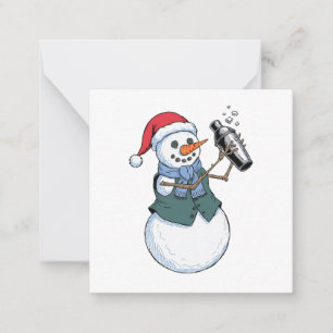 Tarjeta Pequeña Bartender de muñeco de nieve Navidad 2026 Cóctel f