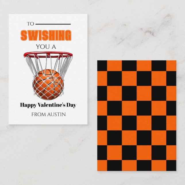 Tarjeta Pequeña Basketball School Valentine Card (Anverso / Reverso)