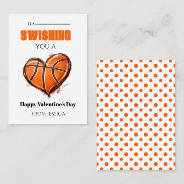 Tarjeta Pequeña Basketball School Valentine Card (Anverso / Reverso)