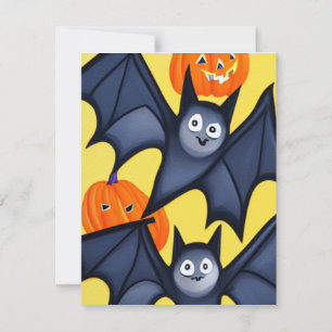 Tarjeta Pequeña Batería y calabazas