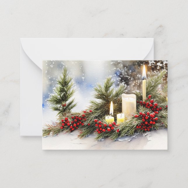Tarjeta Pequeña Bayas de velas y mini Navidades con presupuesto de (Anverso)