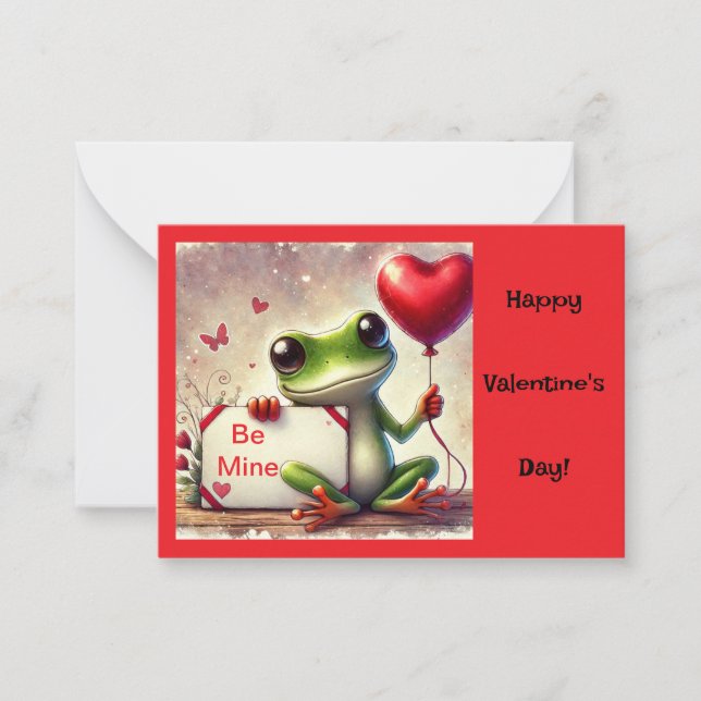 Tarjeta Pequeña "Be Mine" Rana Cute Valentine (Anverso)