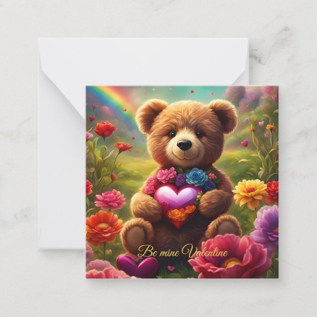 Tarjeta Pequeña Be mine Valentine Teddy 1 (Anverso)