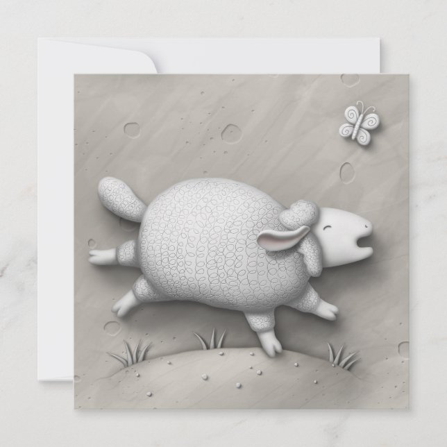 Tarjeta Pequeña Bea Relief Cute Happy Sheep Personalizado (Anverso)