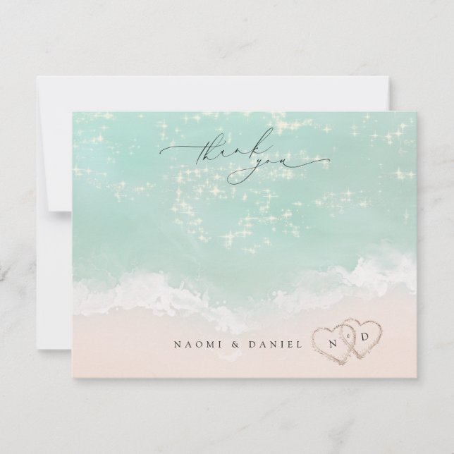 Tarjeta Pequeña Beach Hearts Gracias A La Estacionalidad Personali (Anverso)