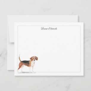 Tarjeta Pequeña Beagle Dog Gray Border Personalizado Stationery