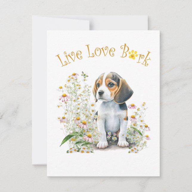 Tarjeta Pequeña Beagle Dog Mom Floral (Anverso)