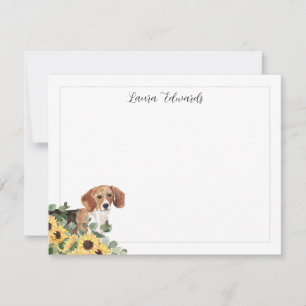 Tarjeta Pequeña Beagle Dog Sunflower Eucalyptus Personalizado