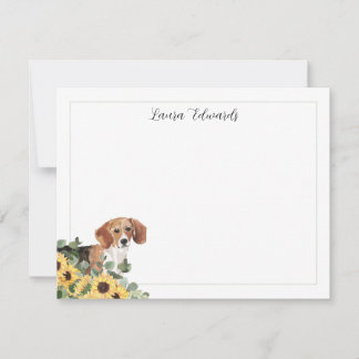 Tarjeta Pequeña Beagle Dog Sunflower Eucalyptus Personalizado