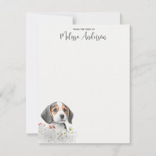 Tarjeta Pequeña Beagle Puppy Dog Cute Acuarela Personalizada