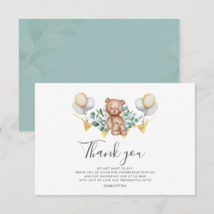 Tarjeta Pequeña Bear globos Baby Shower Gracias