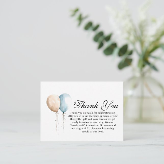 Tarjeta Pequeña Bearly Wait Baby Shower Thank You Card (Anverso de pie)