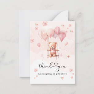 Tarjeta Pequeña Bearly Wait Flores rosas Watercolour baby ducha