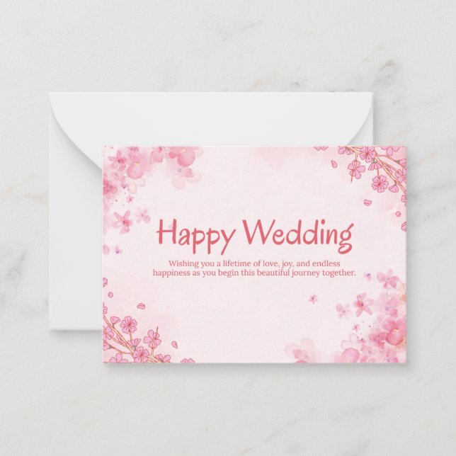 Tarjeta Pequeña Beautiful Floral Wedding Invitation Template (Anverso)