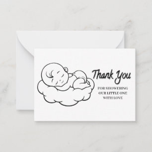 Tarjeta Pequeña Bebé durmiente en la nube Gracias