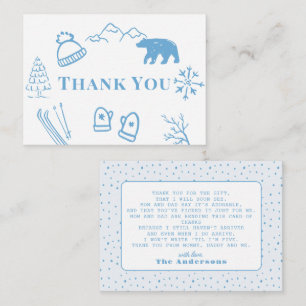 Tarjeta Pequeña Bebé hace frío afuera azul agradecimiento de baby