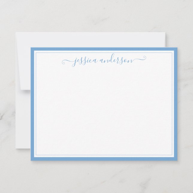 Tarjeta Pequeña Bebé ligero azul elegante estilo moderno preppy gu (Anverso)
