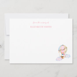 Tarjeta Pequeña Bebé lindo ducha globo de aire caliente rosa