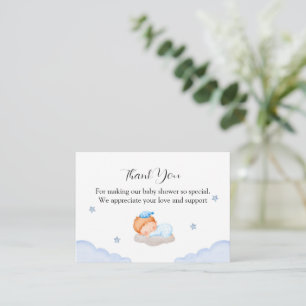 Tarjeta Pequeña Bebé lindo en el Baby Shower de la nube Gracias