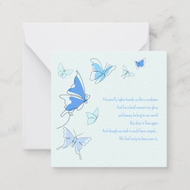 Tarjeta Pequeña Bebé Loss Infantil Butterflies Blue Butterflies Si (Anverso)