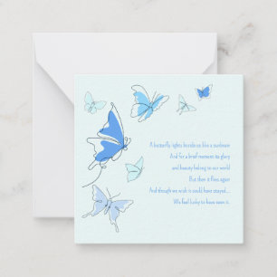 Tarjeta Pequeña Bebé Loss Infantil Butterflies Blue Butterflies Si
