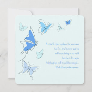 Tarjeta Pequeña Bebé Loss Infantil Butterflies Blue Butterflies Si