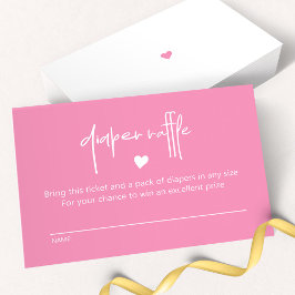 Tarjeta Pequeña Bebé rosa brillante ducha Diaper Raffle